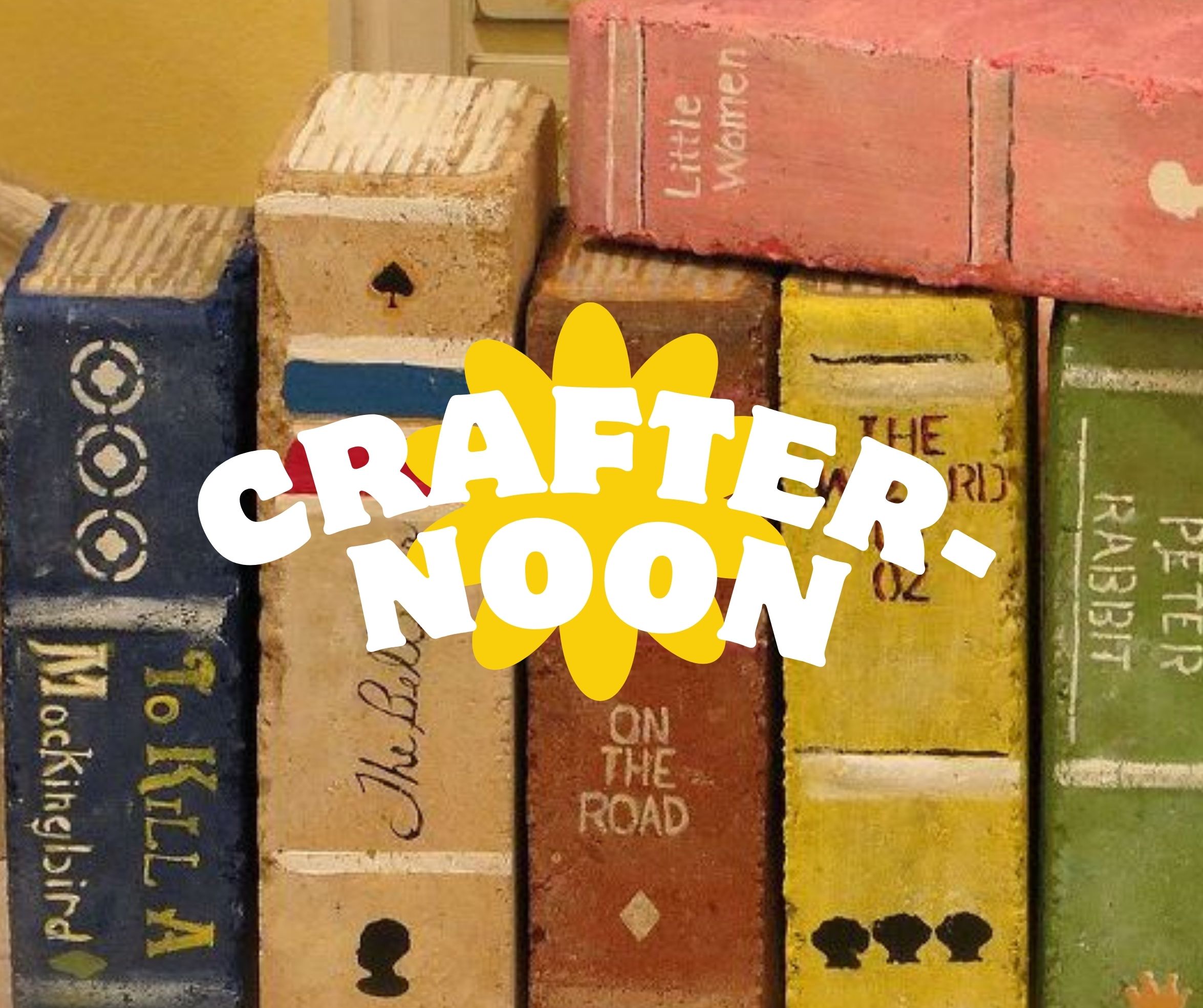 Crafternoon photo with painted brick books